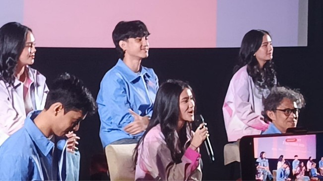 Artis Leya Princy dalam rilis poster dan trailer film Rangga & Cinta di kawasan Senayan, Jakarta, Senin (28/7/2025). [Foto: FTNews.co.id/Selvianus Kopong Basar]